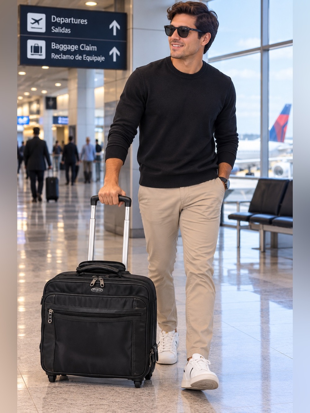 Samsonite Black Rolling Backpack and Carry-On travel laptop unisex